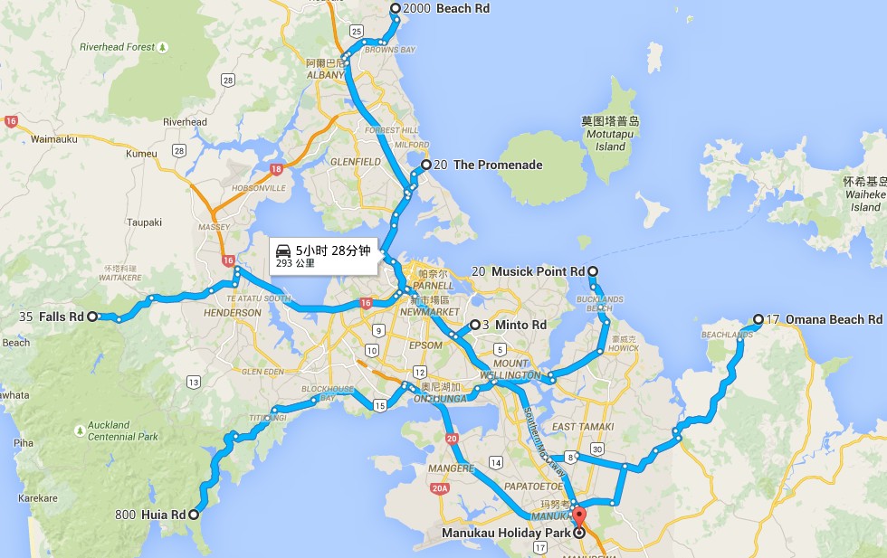 奥克兰房车营地地图