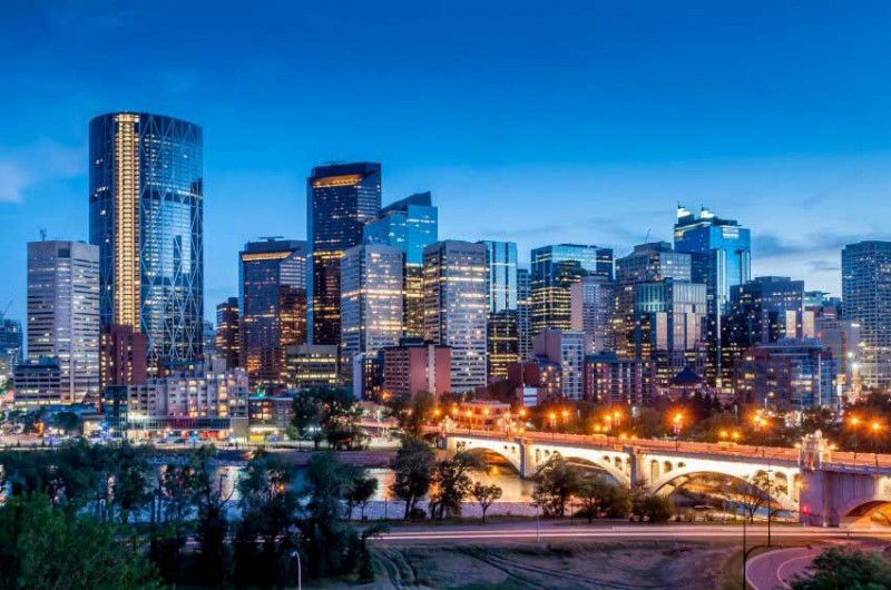 The Calgary skyline at night. 