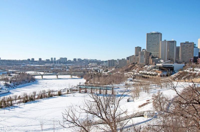 Edmonton city covered in snow.