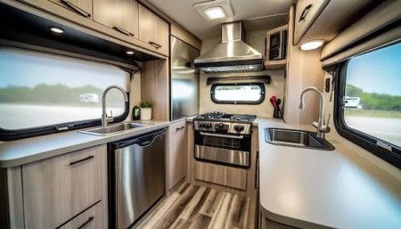 Modern kitchen area inside a motorhome